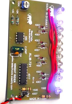 SAI ROBOTIC ALM 721 B 13 LED KNIGHT RIDER CIRCUIT WITH CD 4017 & NE 555 Display Lights Electronic Hobby Kit