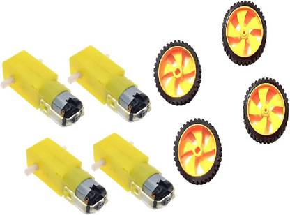 ERHIndia 4 Pair Tire Wheel Magnetic Gearbox Smart Car and with wheel rubber Electronic Components Electronic Hobby Kit