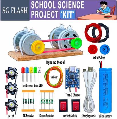 SG Flash Generator Making Dynamo Motor & Other Science Project Kit(33items) For Students Motor Control Electronic Hobby Kit