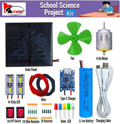 KLVXKEN Solar Panel,Li-Battery,Fan,4v Motor,Light & Other Science Project Kit(29 Items) Electronic Components Electronic Hobby Kit