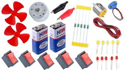 ERHIndia DIY Electronic Science Project Kit Include Dc Motor, 9v Battery, Led Bulb Electronic Components Electronic Hobby Kit