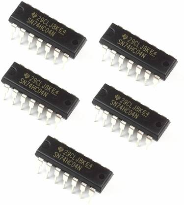 INVENTO 5Pcs SN74HC04N 7404 IC Inverter, 74HC04, 1 Input, 5.2 mA, 2 V to 6 V, DIP-14 Automotive Electronic Hobby Kit