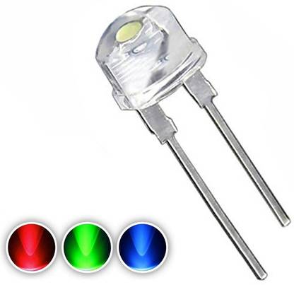 Wenray (50 Pieces) 8mm Transparent RGB LED, 3V DC 2 Pin Multicolor Changing LED Electronic Components Electronic Hobby Kit