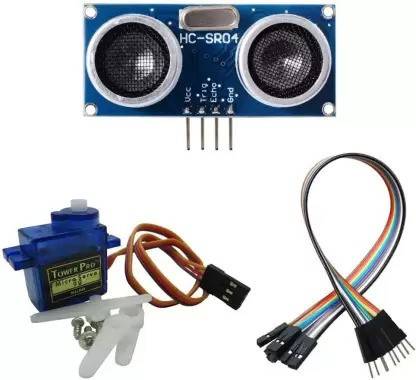 AlphaCore Ultrasonic Sensor Module With SG90 Servo Motor and 10 pc Male-Female Jumper Wire Electronic Components Electronic Hobby Kit