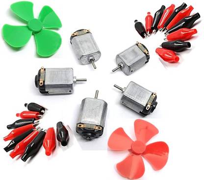 TZZOT Dc Motor with Propeller/ Crocodile Clip/ Science Project Educational Electronic Hobby Kit