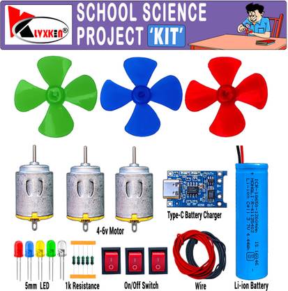 KLVXKEN Long Term Useable 3.7 Li-Battery & DC Motor Science Project Kit(23 items) Motor Control Electronic Hobby Kit