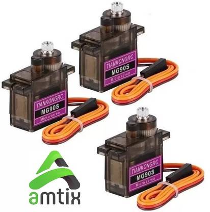 AMTIX MG90S Servo Micro 9G Metal Geared Servo Motor (PACK OF 3) Electronic Components Electronic Hobby Kit
