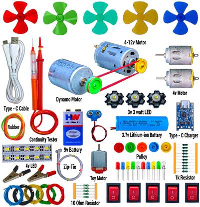KLVXKEN All Necessary Experimental & Learning Science Project Kit For Students(91 Items) Electronic Components Electronic Hobby Kit