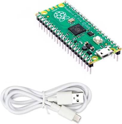 TechnoSam Raspberry Pi Pico With USB Cable (White) Micro Controller Board Electronic Hobby Kit