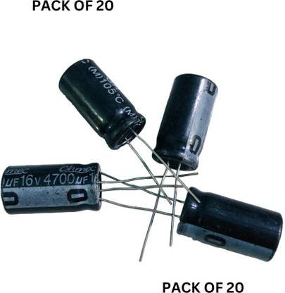 MAG BEE 4700uf 16 V Electrolytic Capacitor 4700 Micro Farad 16 Volt, Pack of 20 Electronic Components Electronic Hobby Kit