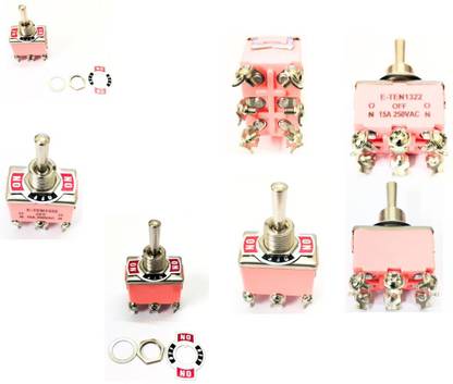 TechSupreme Heavy Duty Toggle Switch 15A 250V ON/Off/ON with 6 Terminal 3 Position Pc of 5 Electronic Components Electronic Hobby Kit