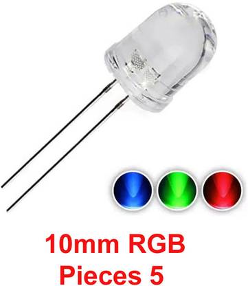ELPH 10mm Transparent RGB LED, 3V DC 2 Pin Multicolor Changing LED Pieces 5 Light Electronic Hobby Kit