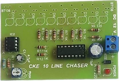 CKE 10 CHANNEL LED CHASER WITH DECADE COUNTER IC CD4017 AND TIMER IC NE555 Light Electronic Hobby Kit