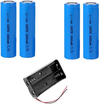 EBRAND ONE 4PCS 3.7V 2000MAH LITHIUM ION RECHARGEABLE BATTERY WITH HOLDER FOR DIY PROJECT Electronic Components Electronic Hobby Kit