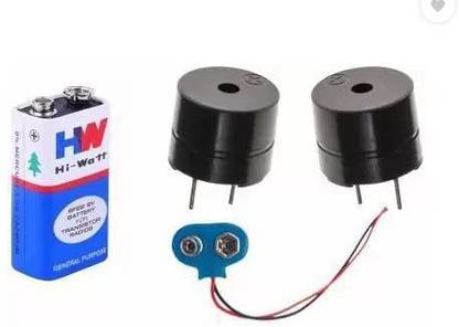 DIYtronics CTE049 DIY 5V Buzzer With Hi-Wi 9V Battery & Connector, Combo Of 4 Electronic Components Electronic Hobby Kit