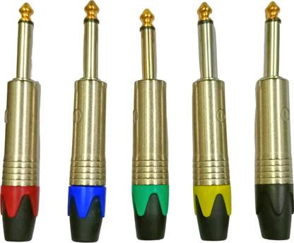 BALRAMA 5pc Metal Pin P38 6.35 mm Mono Jack 1/4" Stereo Plug Guitar Speaker Connector Microphone