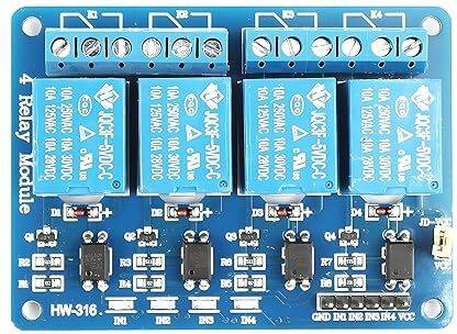 R&D 4 Channel 5V 10A Relay Module with OPTOCOUPLER pack of 2 Electronic Components Electronic Hobby Kit