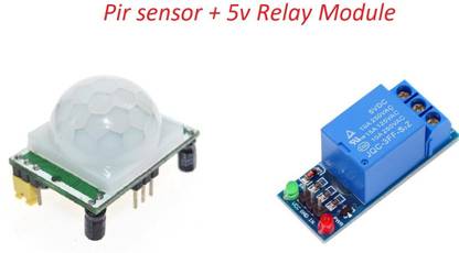 Robocity combo of Pir sensor + 5v Single channel Relay Module Electronic Components Electronic Hobby Kit