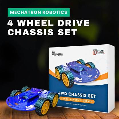 Mechatron Robotics DIY 4WD Robot Car Chassis Kit with Motors & Wheels for Age 8+ Educational Electronic Hobby Kit