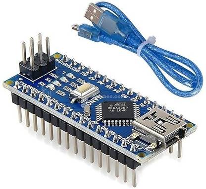 R&D Nano Board R3 with CH340 Chip Soldered Headper Pins with USB Cable PACK OF 2 Electronic Components Electronic Hobby Kit