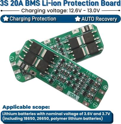 Robo Ocean Productive 3S 20A BMS [Pack of 2] Li-ion Protection Board with Auto Recovery Electronic Components Electronic Hobby Kit