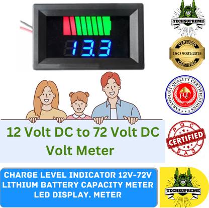 TechSupreme Best Charge Level Indicator 12V-72V Lithium Battery Capacity LED Display Meter Meter Electronic Hobby Kit