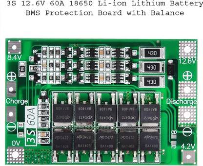 electrolight 3S 60A 18650 Li-ion Lithium Battery BMS Protection Board with Balance Micro Controller Board Electronic Hobby Kit