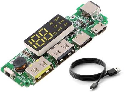 ERHIndia Dual USB Micro Type-C Flash Power Bank DIY Charger Module USB Charging Cable Power Supply Electronic Hobby Kit