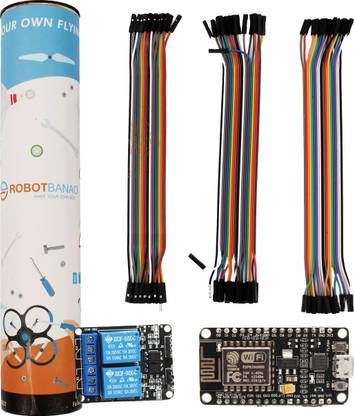 Robotbanao 2 Channel 5V Relay Module NodeMCU ESP8266 Development Board + Jumper Wire 60 pc Electronic Components Electronic Hobby Kit