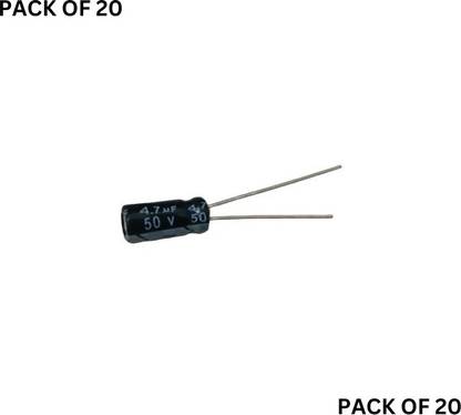 MAG BEE 4.7 uf 50 V Electrolytic Capacitor 4.7 Micro Farad 50 Volt, Pack of 20 Electronic Components Electronic Hobby Kit