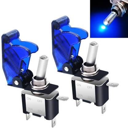 carfrill 2pcs Rocker Lighted Toggle Switch, 12V 20A Blue LED Light Up Heavy Duty Automotive Electronic Hobby Kit