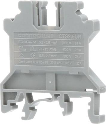 Connectwell 50 Pieces CTS2.5UN 2.5 sq.mm Feed Through Terminal Block in Grey colour Power Supply Electronic Hobby Kit