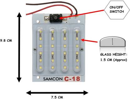 Samcon C-18 12 VOLT 24 SMD 6 WATT LED 4-TUBE REFLECTIVE GLASS PCB WITH ON/OFF BUTTON Display Lights Electronic Hobby Kit