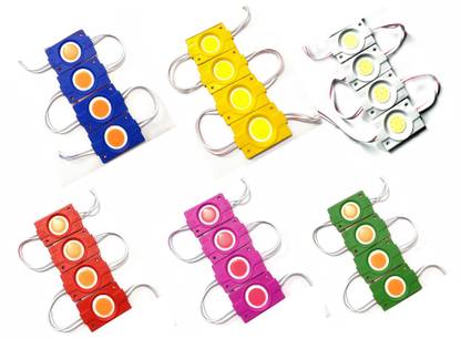 Wizzo (4 Pc Each Red Green Blue Yellow White Pink) 12V DC Coin LED Light Module 24 Pcs Light Electronic Hobby Kit