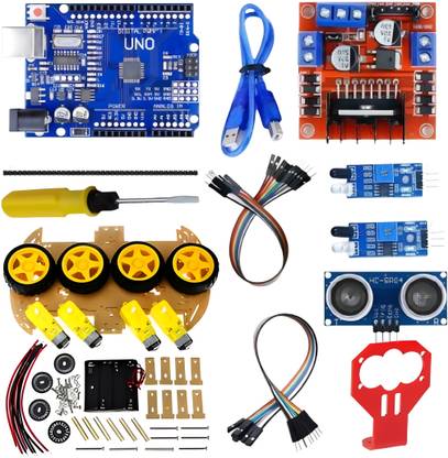 ROBO 4-in-ONE KIT || Line & Homan Follower || Obstacle & Edge Avoiding Robot Kit Educational Electronic Hobby Kit