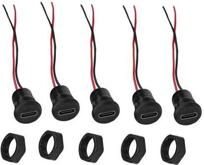 ERHIndia 5 Pcs Type C Female USB Panel Mount Socket Connector with Wire for Electronic Electronic Components Electronic Hobby Kit