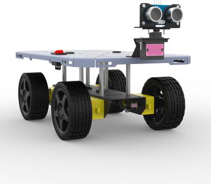 AM ROBOTICS ROVER 4WD BO SERIES 4 METAL CHASSIS DIY PROJECT ROBO KIT MATT BLACK & GRAY Educational Electronic Hobby Kit