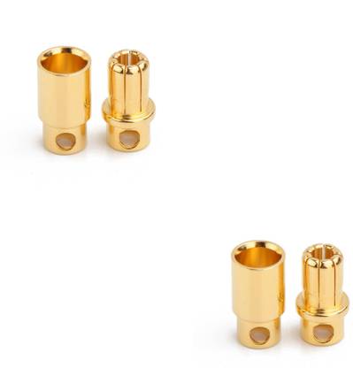 Flyrobo (2 pc) 8mm Gold Plated Bullet Banana Connector - - Electronic Components Electronic Hobby Kit