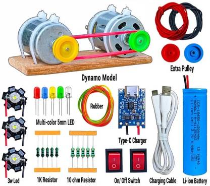 SG Flash Generator Making Dynamo Motor & Other Science Project Kit(33items)For Students Electronic Components Electronic Hobby Kit