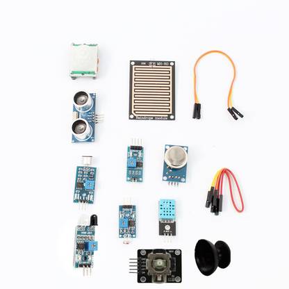 Robotbanao Mini 9in1 Sensor Kit, PIR, Ultrasonic, IR, LDR, Rain, MG 2 ...