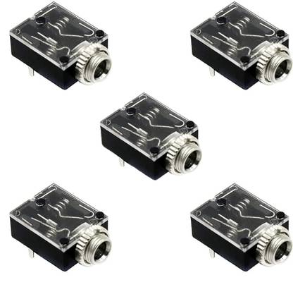 Universal Hub 5Pin 3.5mm Stereo Audio Jack Socket PCB Panel Mount With Nut PJ-324M PACK OF 5 Electronic Components Electronic Hobby Kit