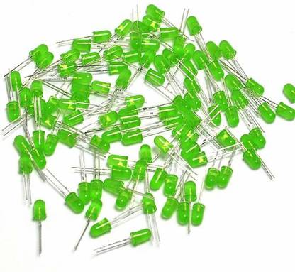 KTC CONS LABS 250 Pieces, 5mm GREEN Colours Diffused Bright Green LED (Light Emitting Diode) Electronic Components Electronic Hobby Kit
