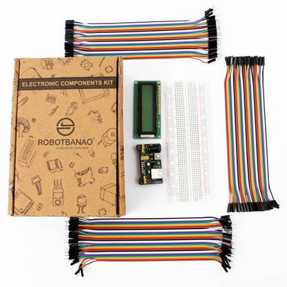 Robotbanao LCD 16x2 Display, 840 point Breadboard, 3.3V 5V Power Supply Module, Jumper Wire Electronic Components Electronic Hobby Kit