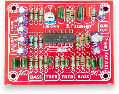 High Tech 2.1 SUBWOOFER With BASS TREBLE Board, DC 12V To 18V SUB Gain Adjustable Preset Electronic Components Electronic Hobby Kit