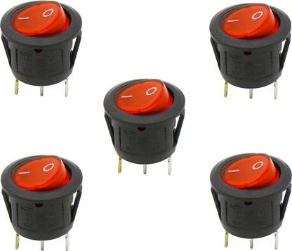 Electronic Spices QY602-101 10A 125V AC 3 pin SPST red color round Electronic Components Electronic Hobby Kit