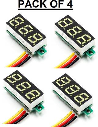HouseOfCommon PACK OF 4 0.28inch 0-100V Three Wire DC Voltmeter Electronic Components Electronic Hobby Kit