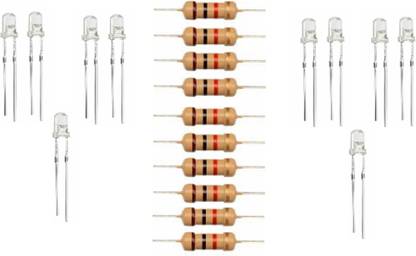 Technical hut 5mm White LED with 1K ohm Resistor Educational Electronic Hobby Kit