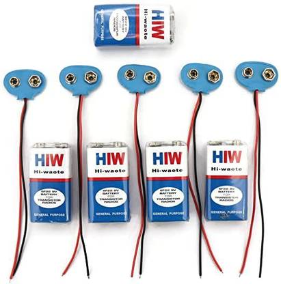 Prowans COMBO Of 9v Battery And 9V Battery Connector -Pair Of 5 Electronic Components Electronic Hobby Kit