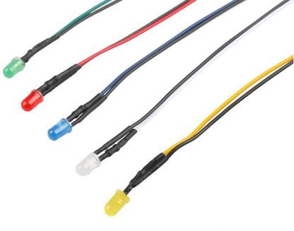 RANVIRKAR 12Volt LEDs 2 piece each of 5 colors 10pcs Pre Wired 5mm Diffused LED Electronic Components Electronic Hobby Kit