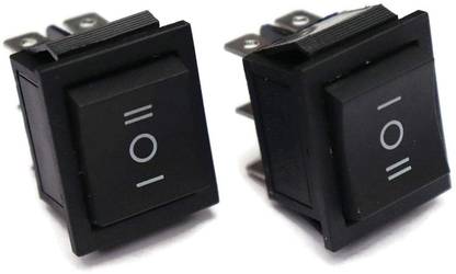 ERHIndia 2 Pcs Black DPDT Rocker Switch 6-Pin 3 Way ON-Off-ON 16A 250VAC / 20A Switch Electronic Components Electronic Hobby Kit